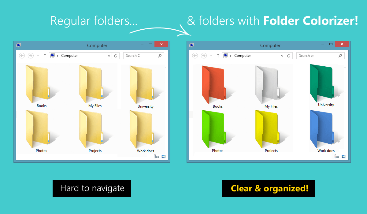 Folder Colorizer: تغییر رنگ پوشه ها 